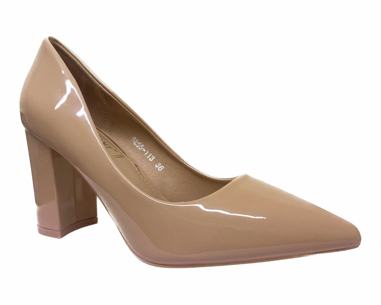 Stylish Block Heel Faux Patent Court Shoes for Women - Classy