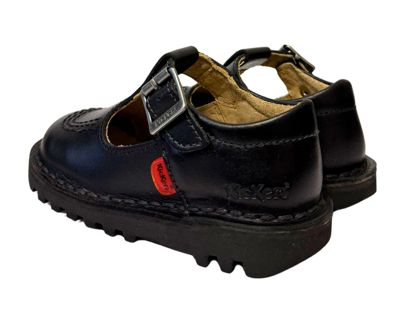 Infants Youths Kickers KICK T CORE Leather T Bar Shoes Black