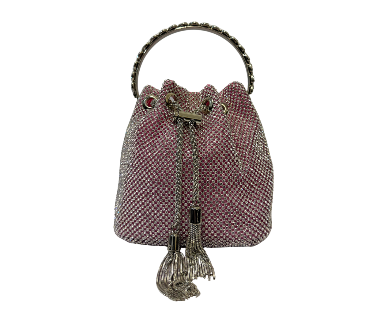 Women Sparkling Rhinestone Bucket Bag with Chain and Handle