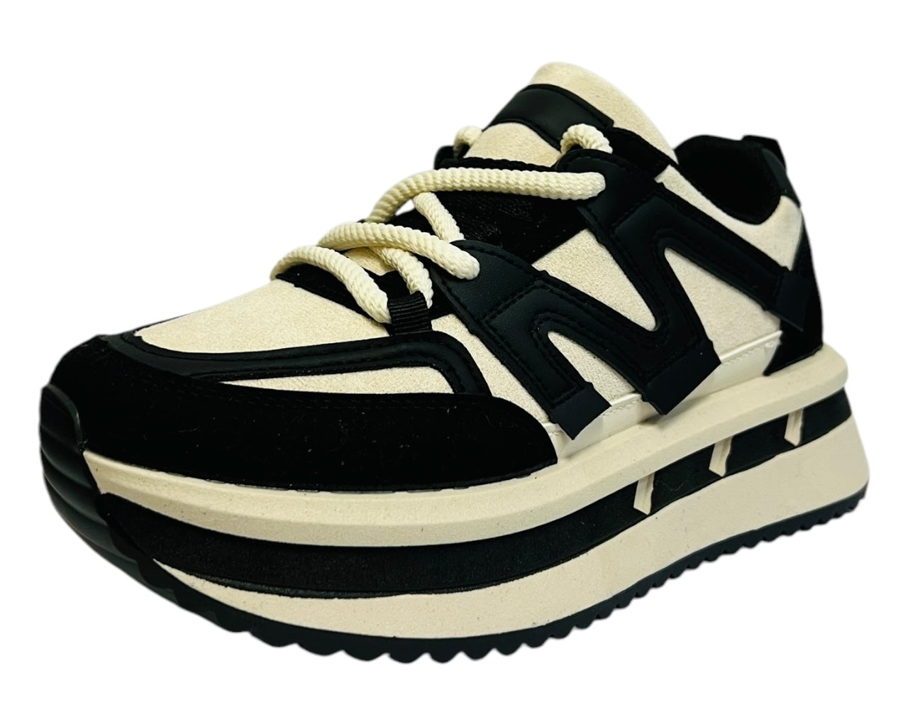 Womens Faux Leather Lace Up Platform Trainers