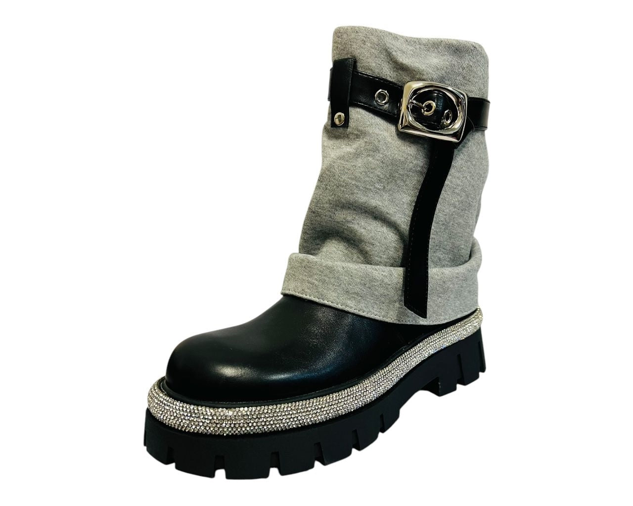 Women's Fold Over Rhinestone Ankle Boots