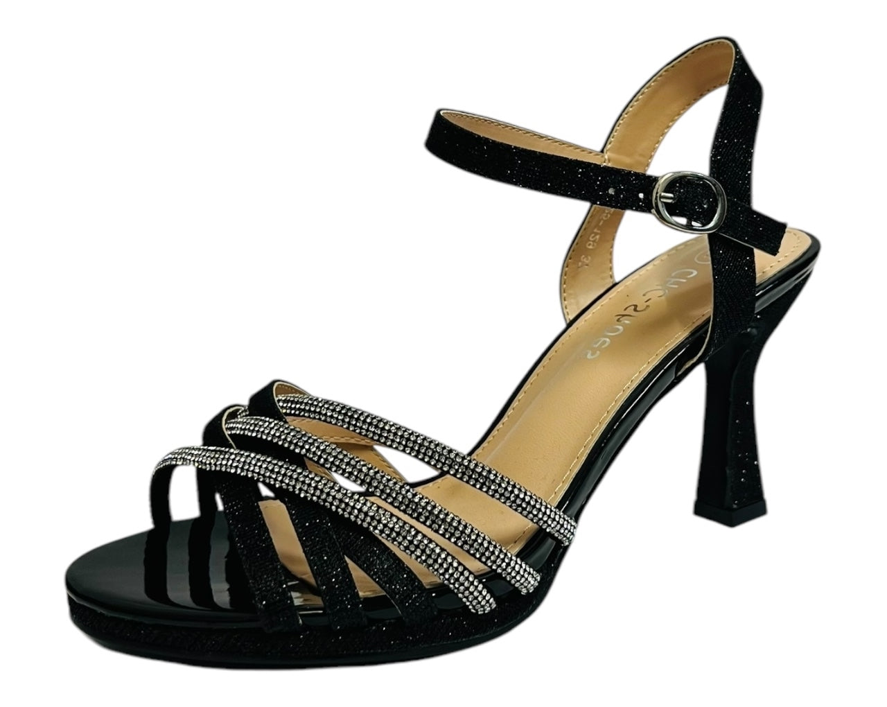 Women's Crossover Rhinestone Glitter Strap Open Toe Shoes
