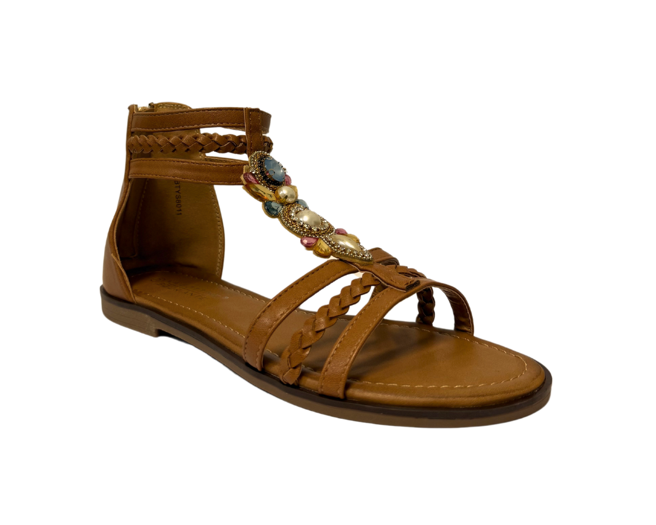 Women's Ankle Strap Flat Zip Gladiator Sandals