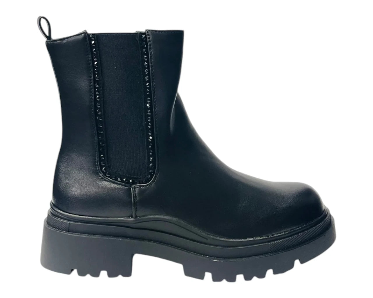 Women's Chunky Sole Rhinestone Chelsea Boots