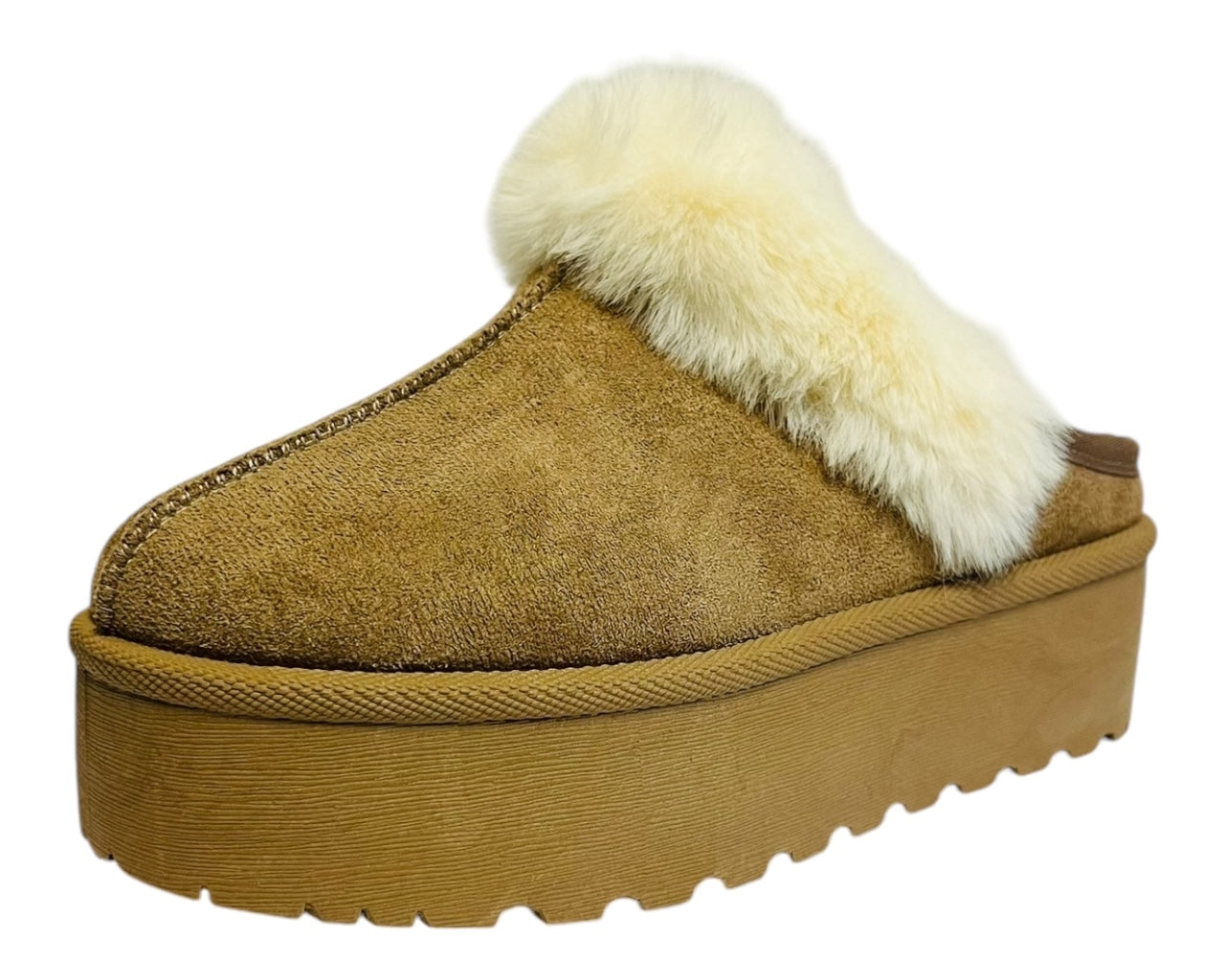 Faux Suede Platform Slip On fur Slippers