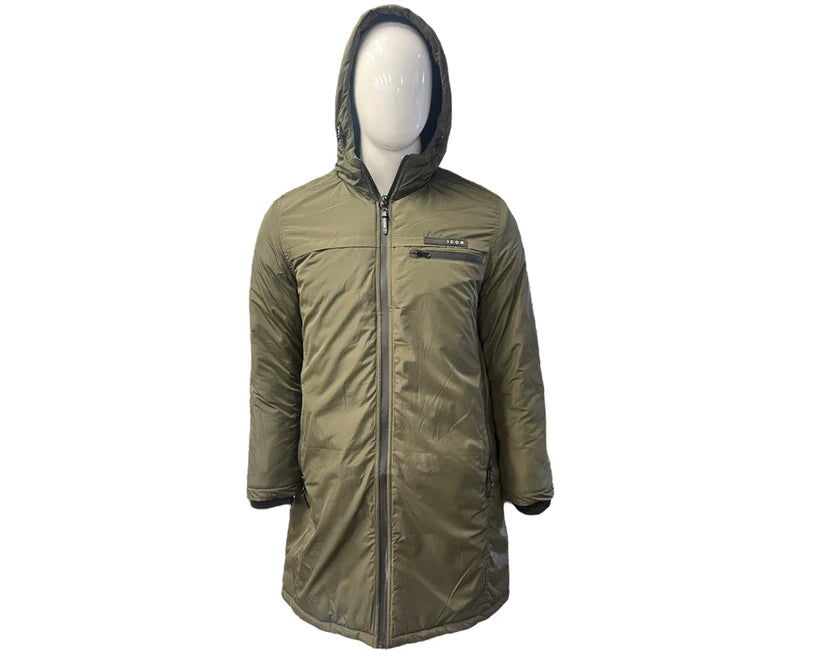 Full Zip Hooded Padded Long Parka Jacket