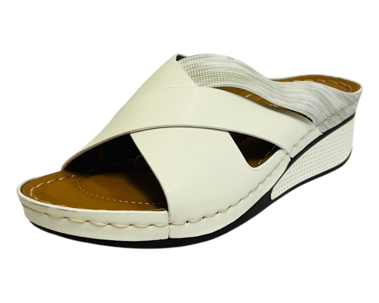 Women's Lightweight Cross Strap Mules Wedge Slider