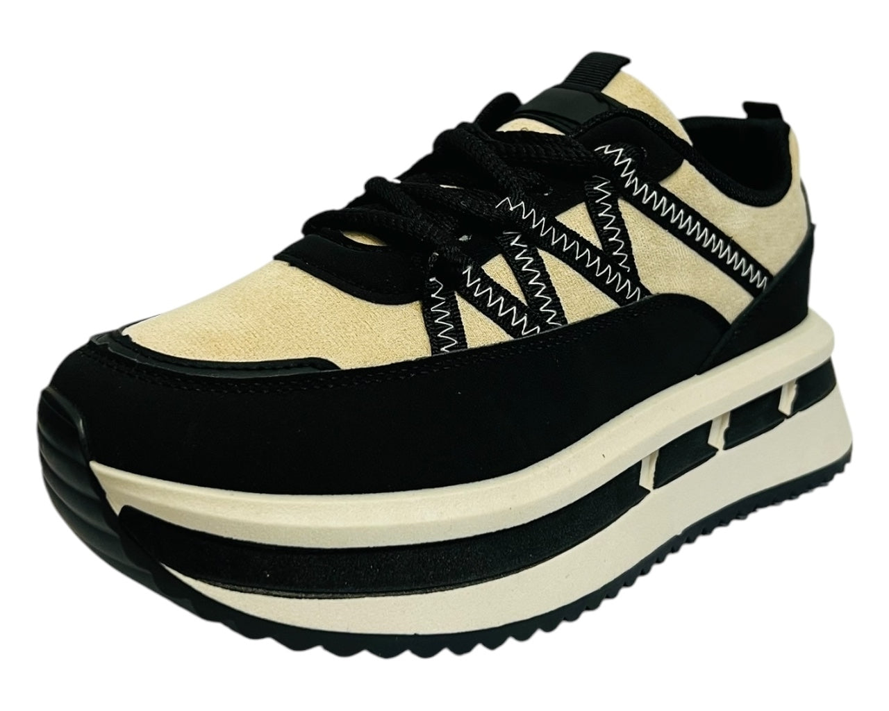 Women's Platform Faux Leather Lace Up Trainers