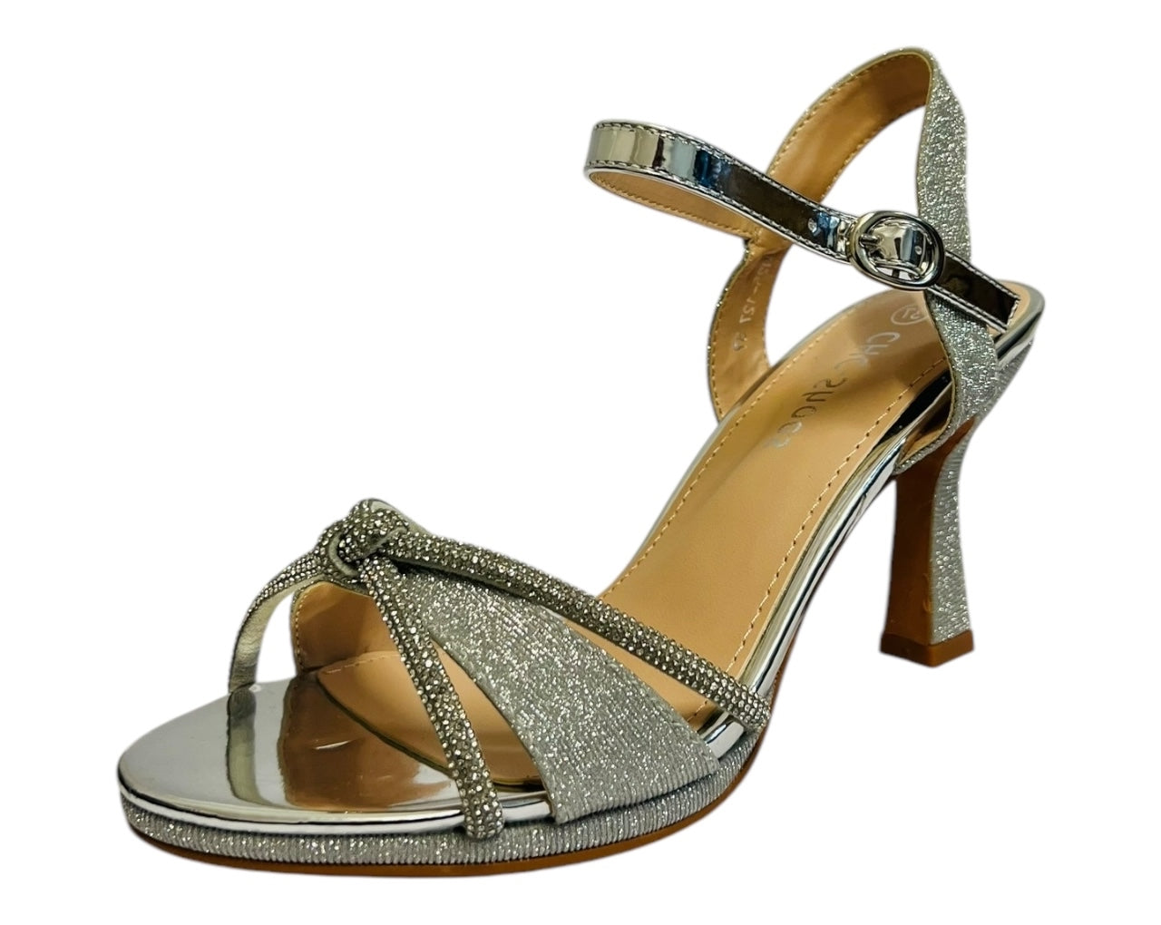 Women's Rhinestone Glitter Ankle Strap Spool Heel Shoes