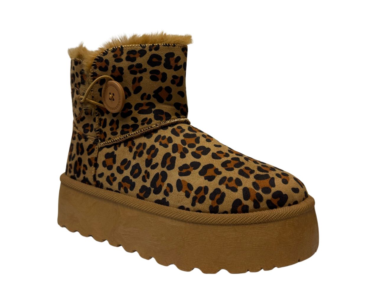 Women's Faux Fur Lining Platform Mini Ankle Boots