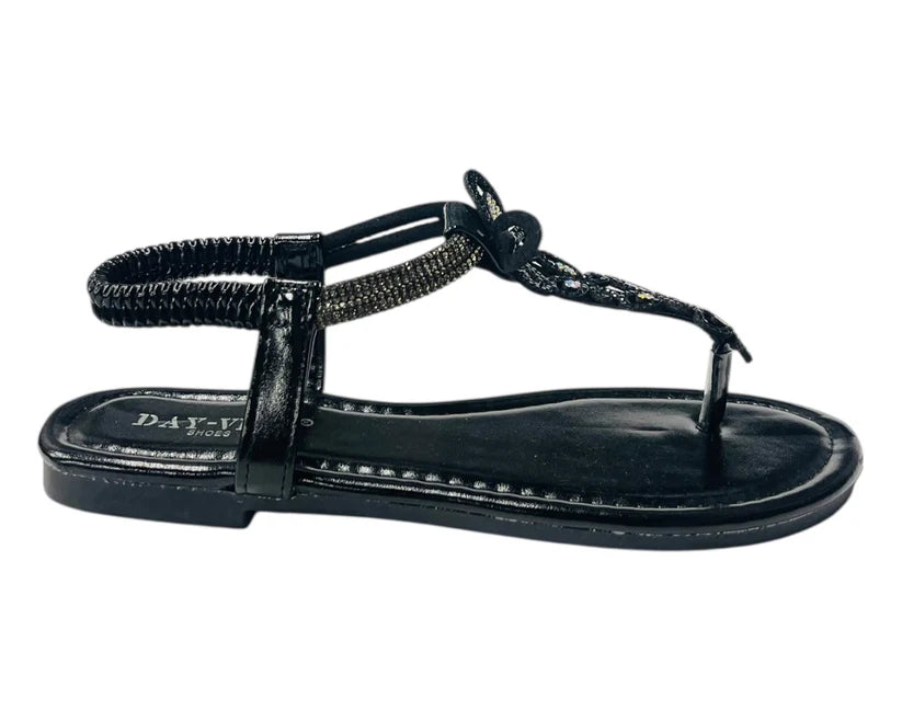 Women's Rhinestone Elastic Ankle Strap Lightweight Thong Sandals