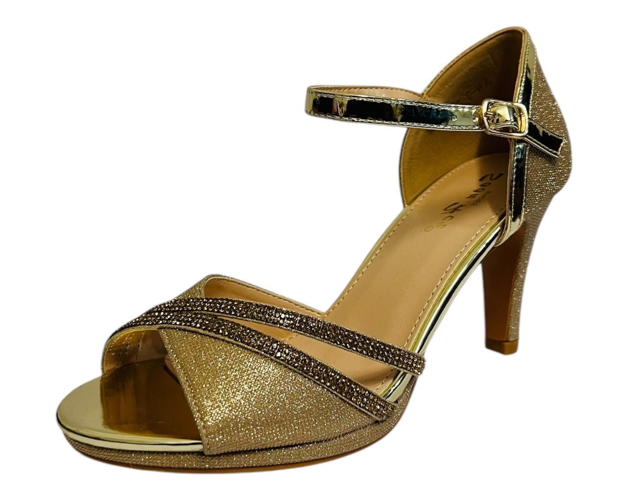 Women's Rhinestone Glitter Ankle Strap Stiletto Heel Shoes