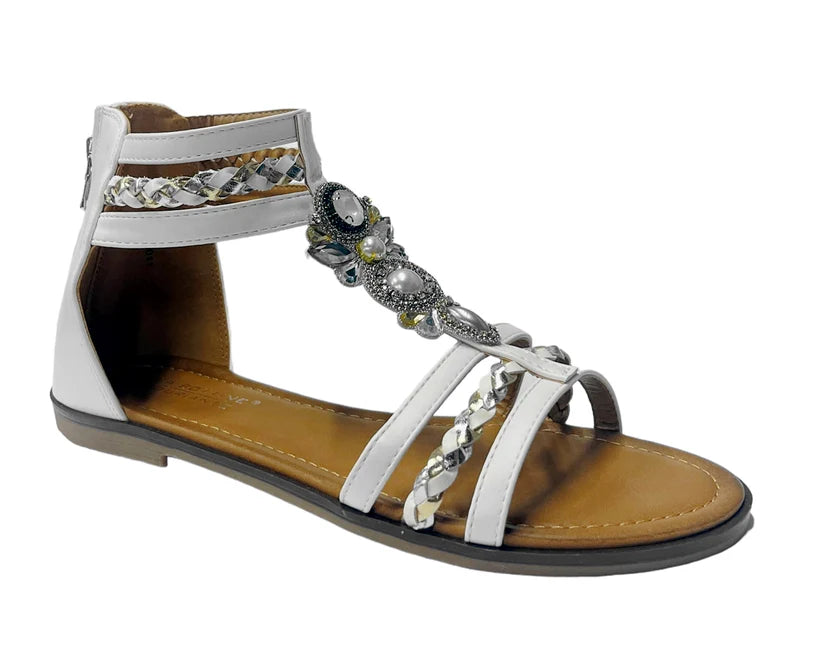 Women's Ankle Strap Flat Zip Gladiator Sandals