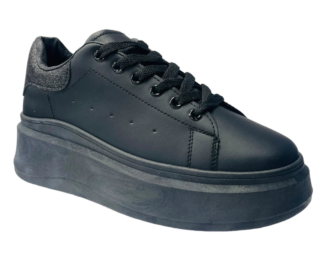 Women's Faux Leather Chunky Sole Lace Up Trainers