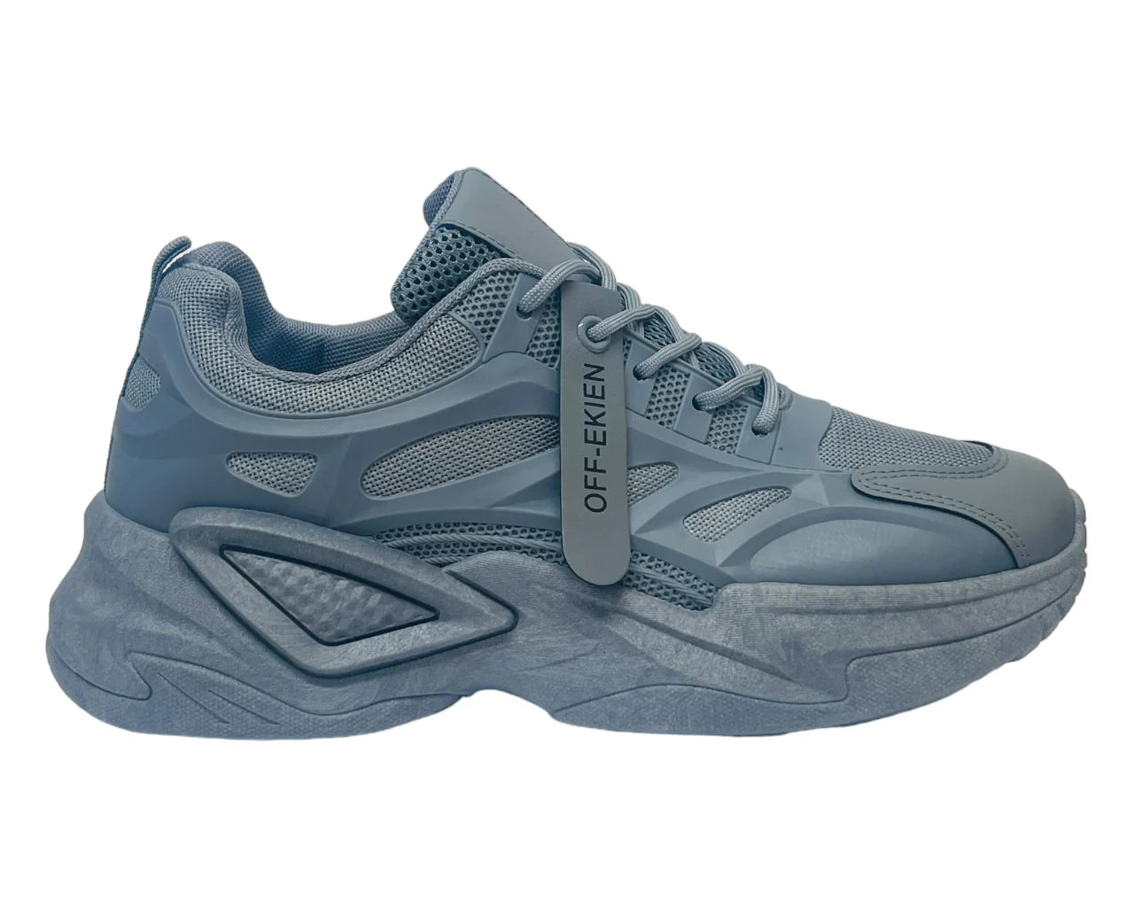 Men's Chunky Sole Casual Lace Up Trainers All Grey