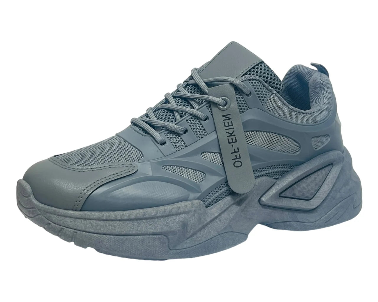 Men's Chunky Sole Casual Lace Up Trainers All Grey