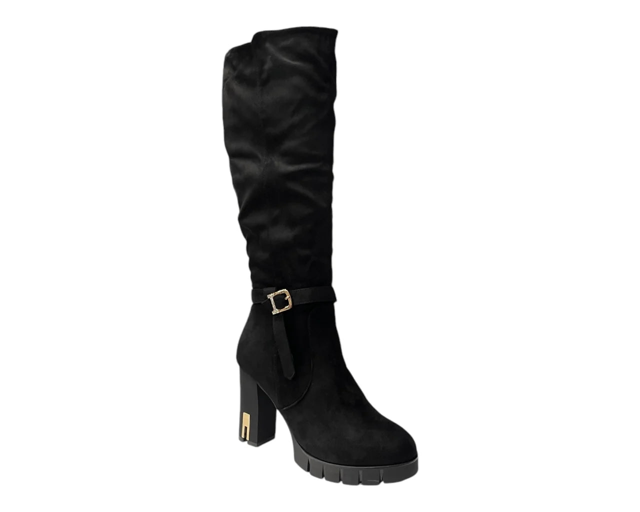 Women's Block Heel Knee High Faux Suede Boots