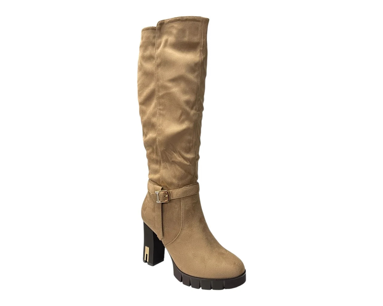 Women's Block Heel Knee High Faux Suede Boots