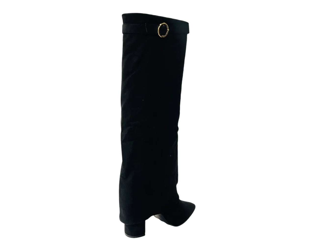 Women's Faux Suede Knee High Fold Over Block Heel Boots