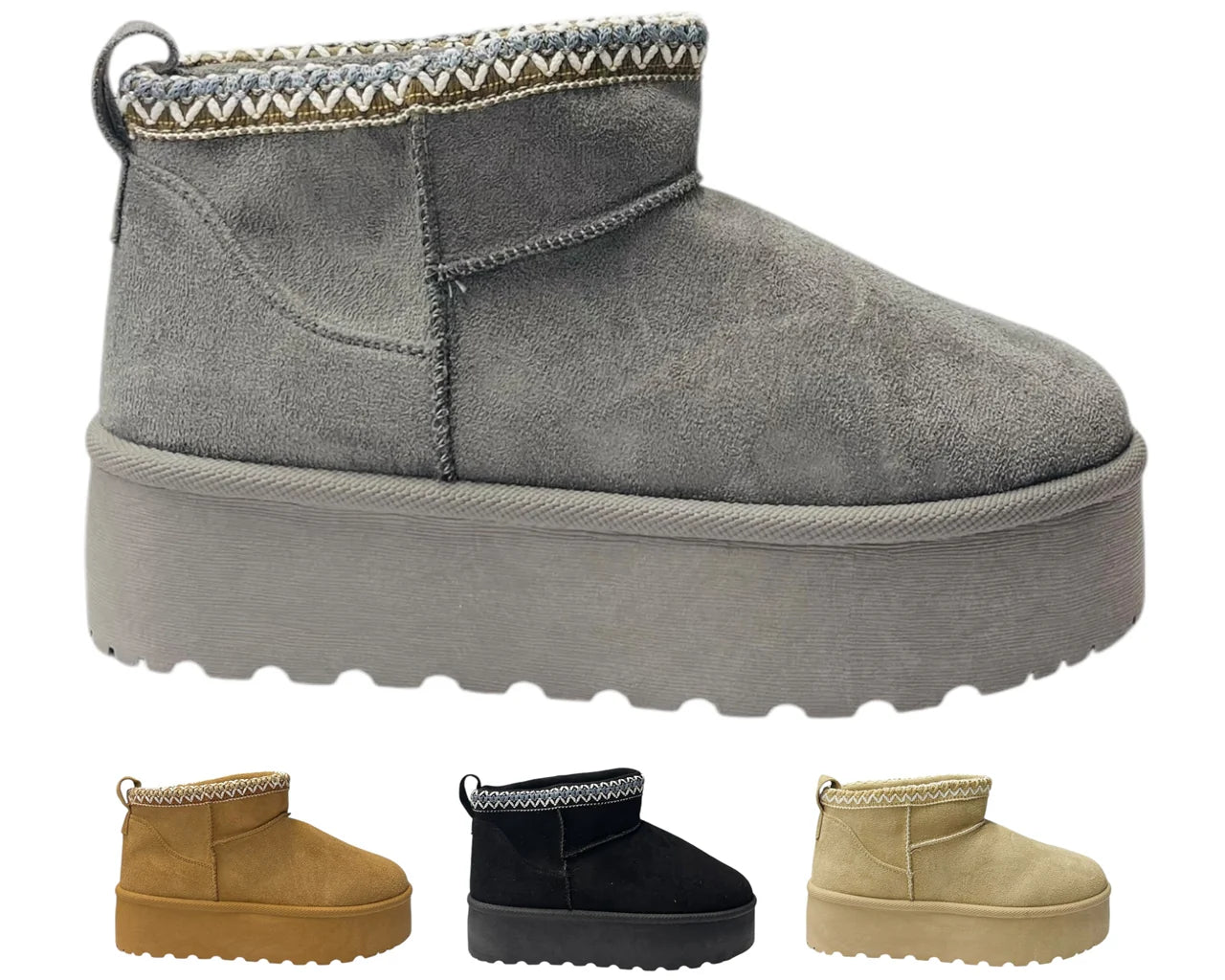 Women's Faux Fur Lining Platform Mini Ankle Boots