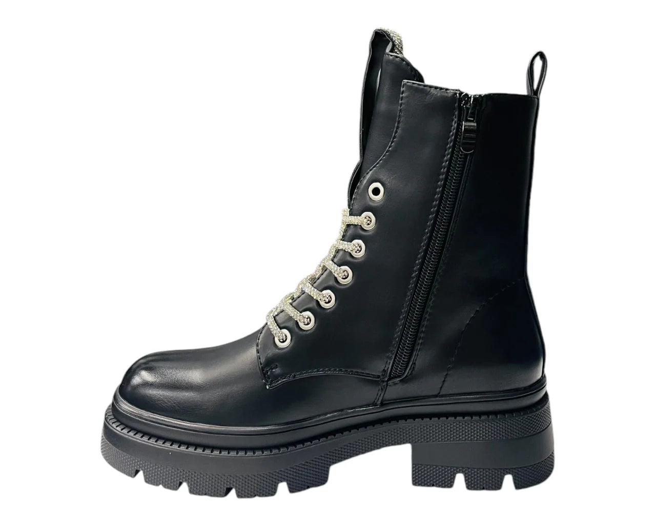Women's Rhinestone Faux Leather Ankle Boots