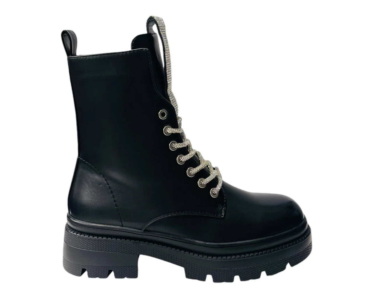 Women's Rhinestone Faux Leather Ankle Boots