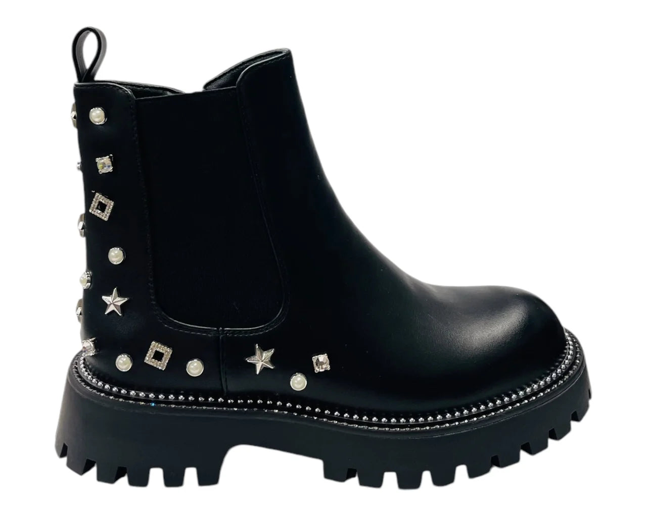 Women's Rhinestone Studded Elastic Zip Ankle Boots
