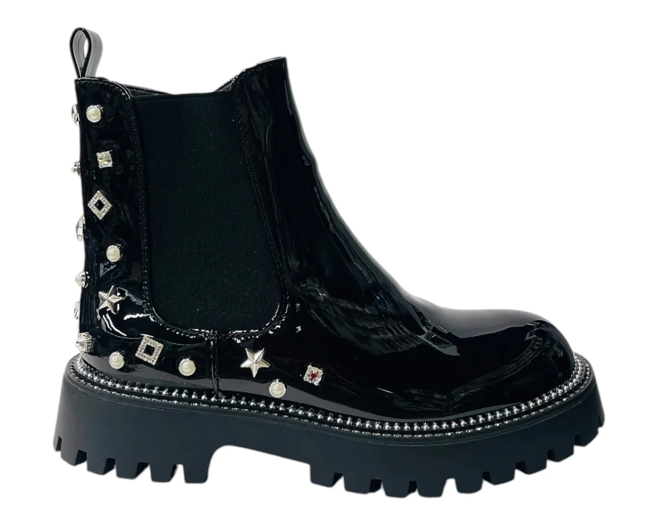 Women's Rhinestone Studded Elastic Zip Ankle Boots