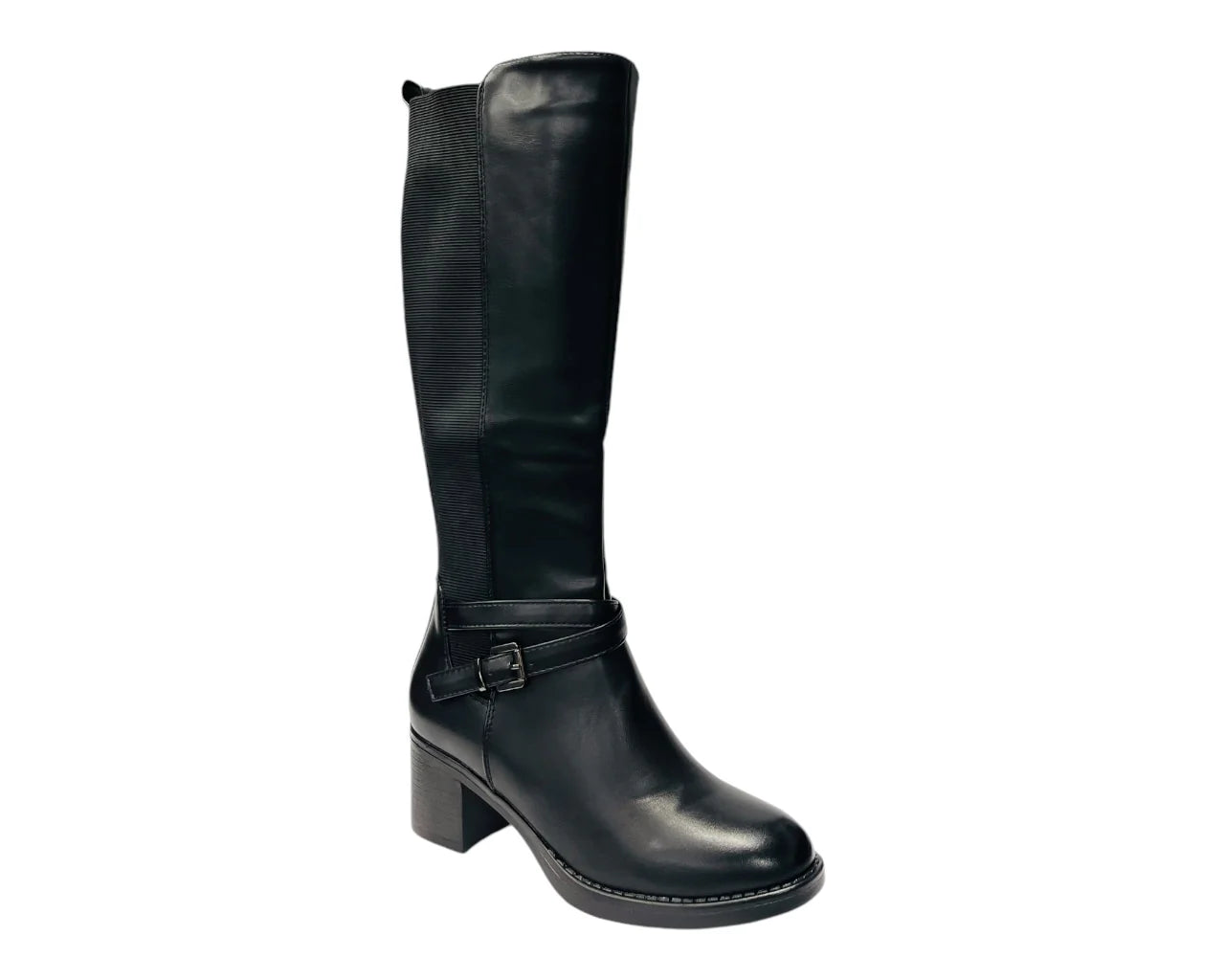 Women's Full Zip Elastic Panel Knee High Boots