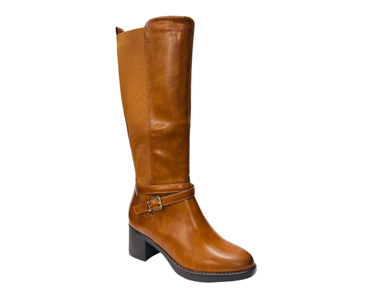 Women's Full Zip Elastic Panel Knee High Boots