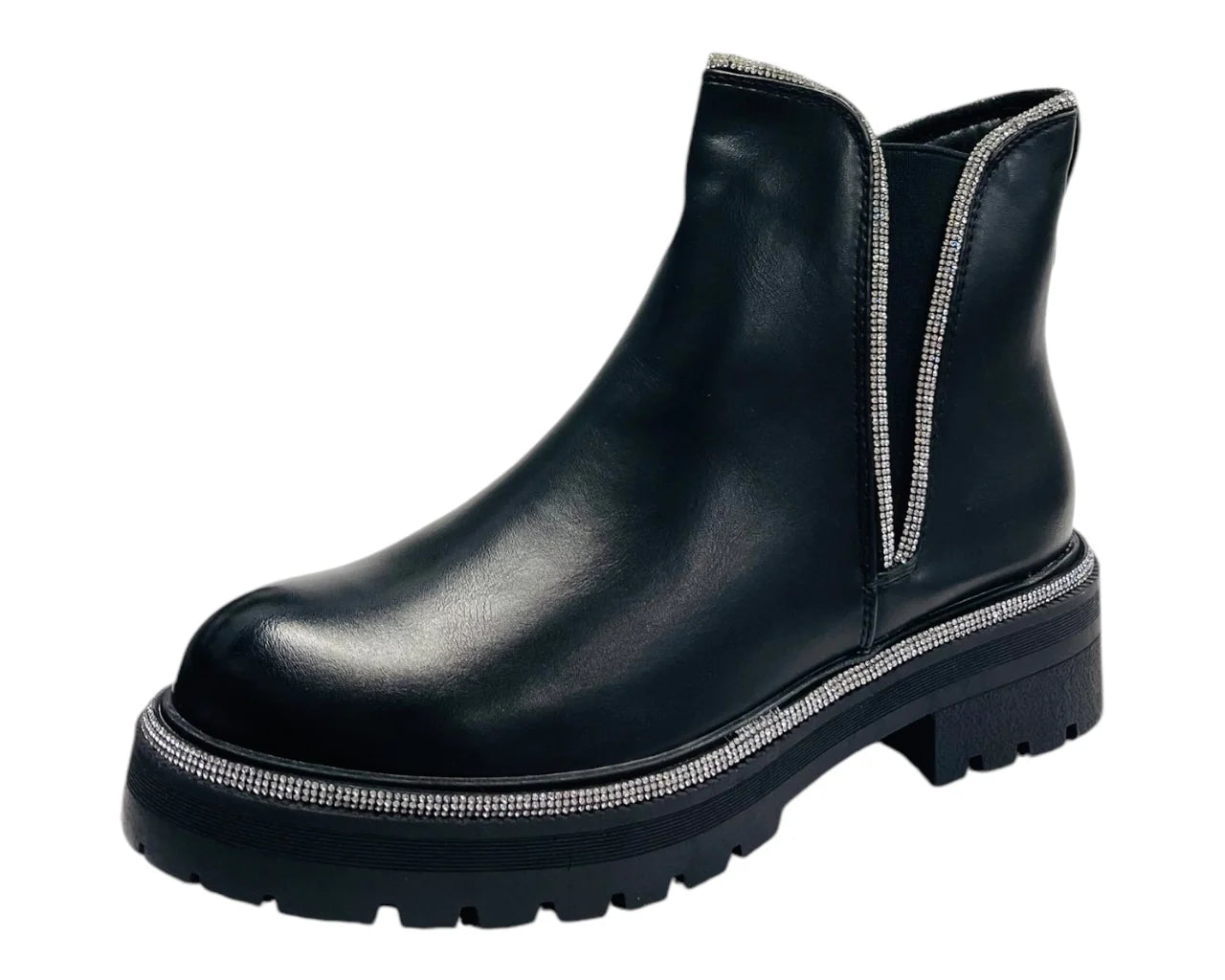 Women's Rhinestone Elastic Zip Chelsea Boots