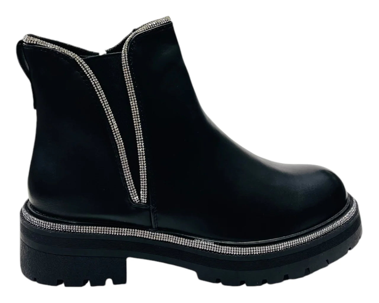 Women's Rhinestone Elastic Zip Chelsea Boots