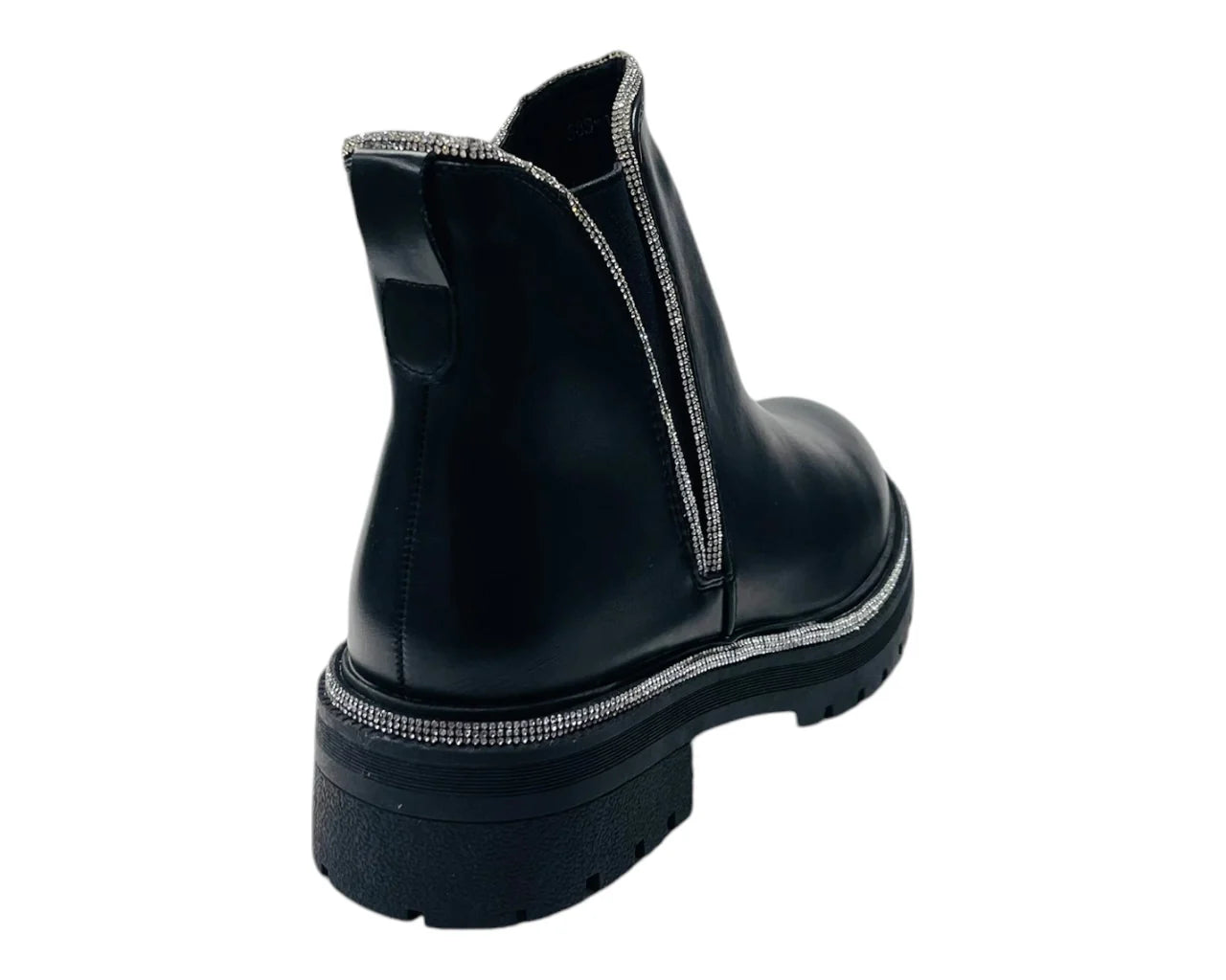 Women's Rhinestone Elastic Zip Chelsea Boots