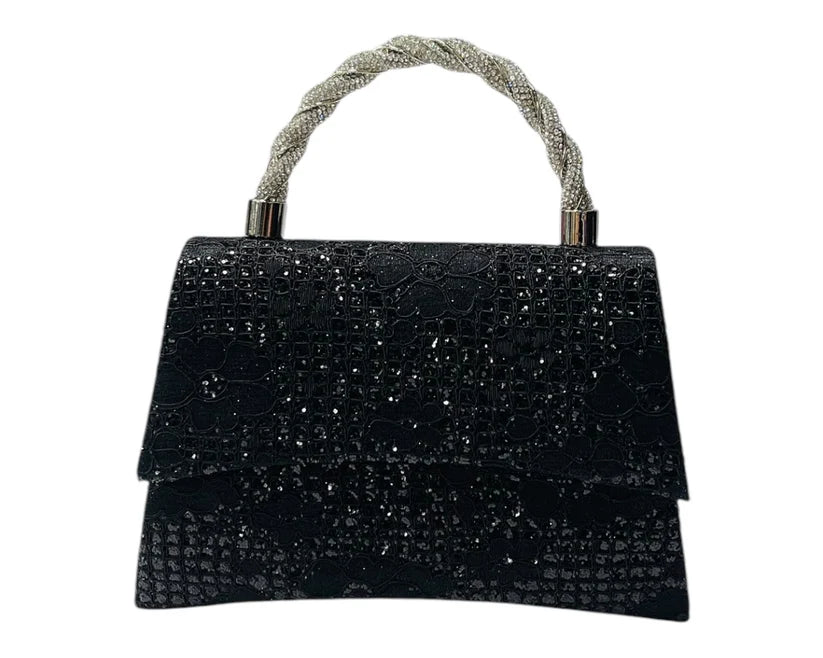 Women's Diamante Glitter Clutch Tote Bag