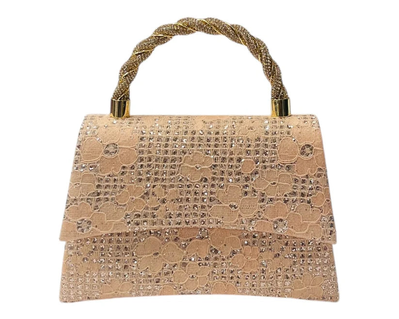 Women's Diamante Glitter Clutch Tote Bag