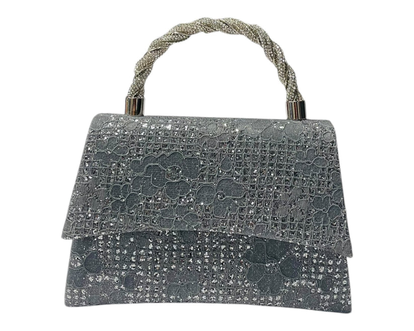 Women's Diamante Glitter Clutch Tote Bag