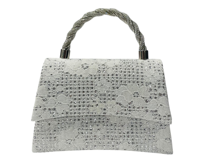 Women's Diamante Glitter Clutch Tote Bag