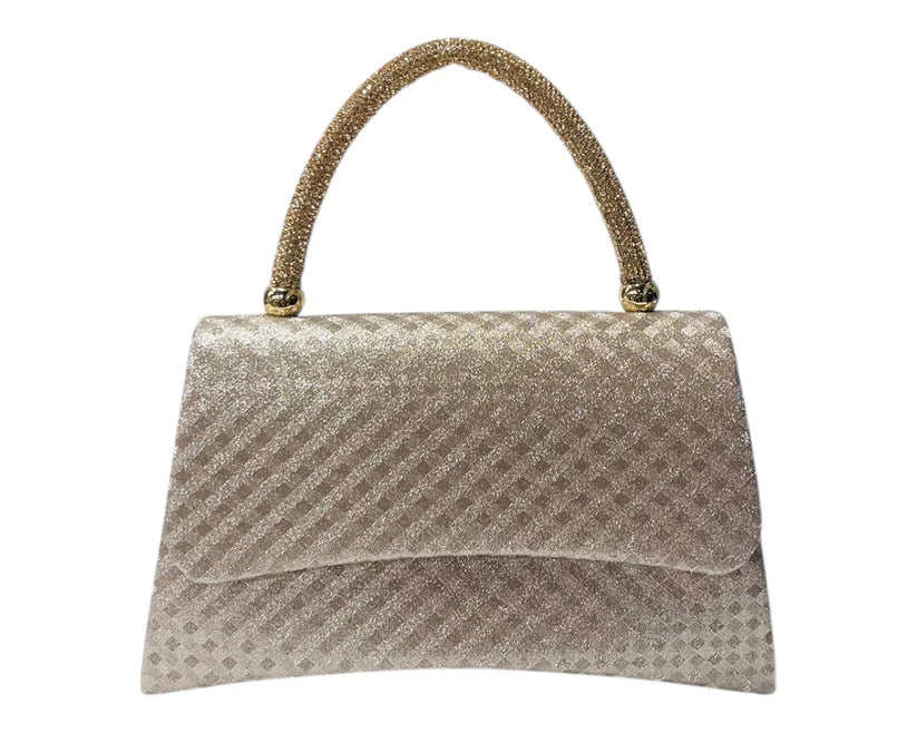 Women's Diamante Glitter Clutch Tote Bag