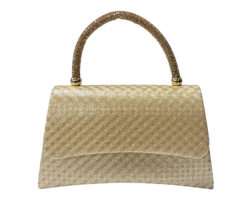 Women's Diamante Glitter Clutch Tote Bag