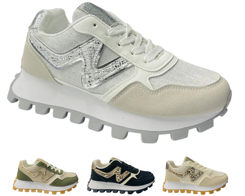 Women's Junior's Chunky Sole Lace Up Sports Trainers