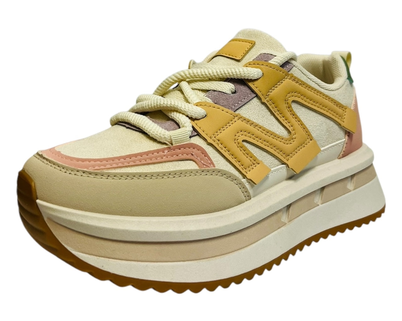 Womens Faux Leather Lace Up Platform Trainers
