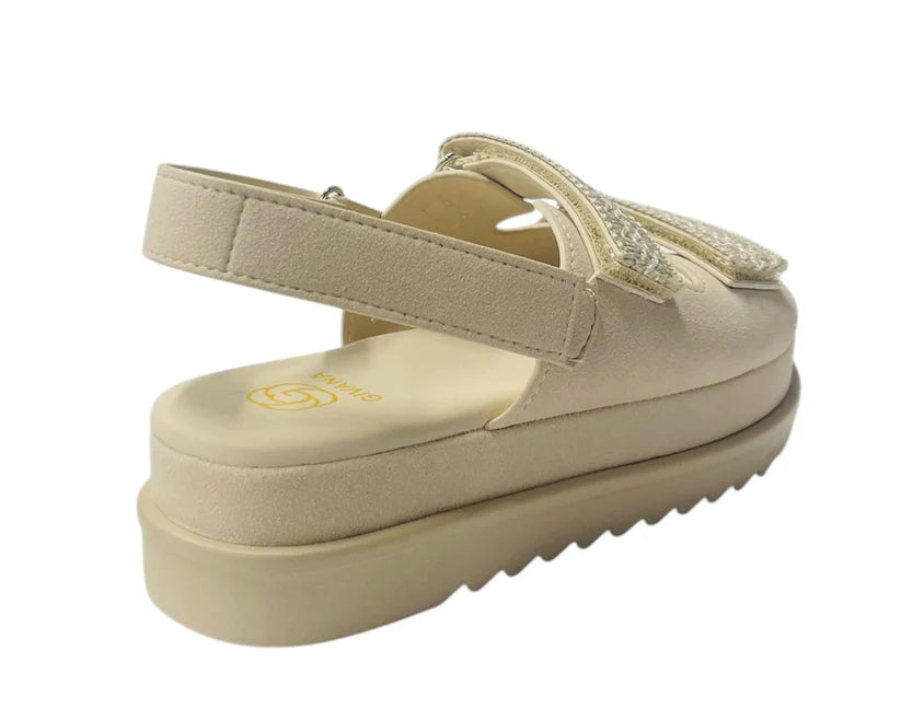 Women's Faux Leather Double Strap Chunky Sole Sandals