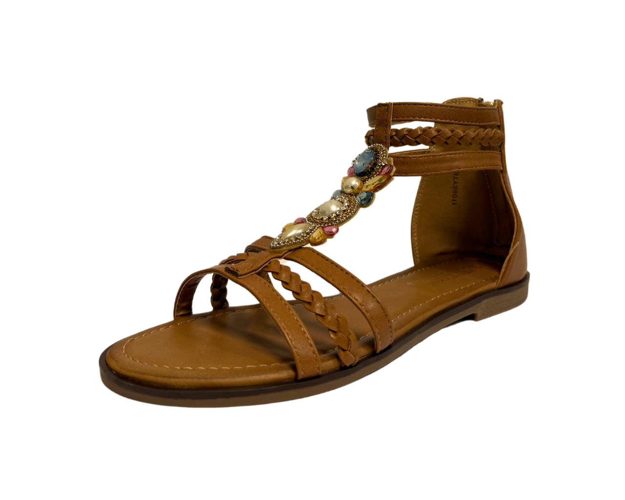 Women's Ankle Strap Flat Zip Gladiator Sandals