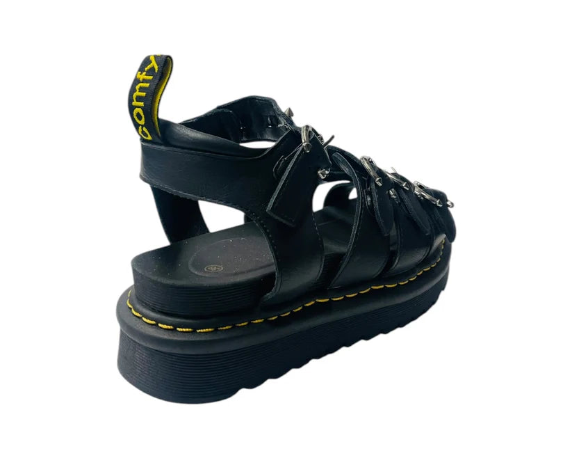 Women's Ankle Strap Hardware Pierced Sandals