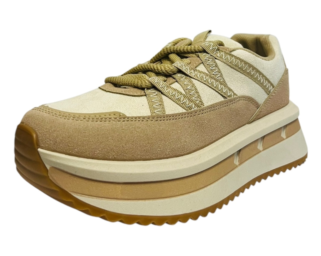 Women's Platform Faux Leather Lace Up Trainers