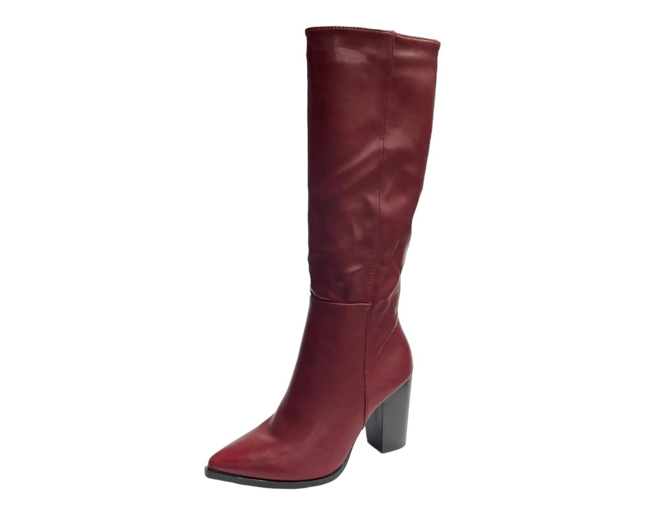 Women's Pointy Toe Knee High Boots Knight Block Heels Nightclub Shoes