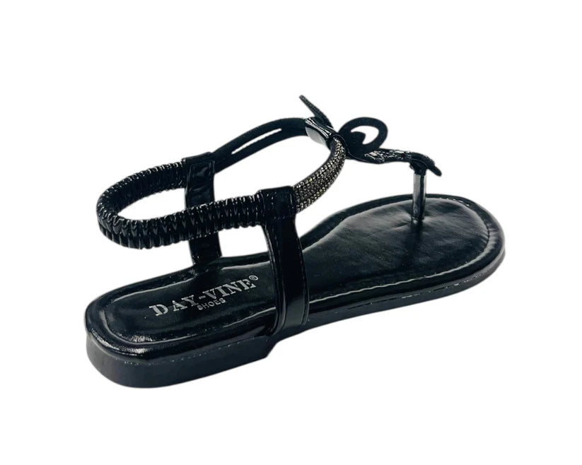 Women's Rhinestone Elastic Ankle Strap Lightweight Thong Sandals
