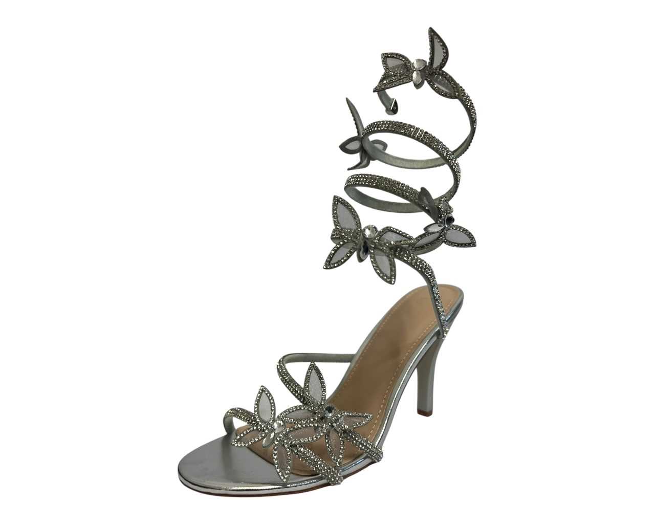 Women's Diamante Snake Butterfly Anklet High Heel Shoes