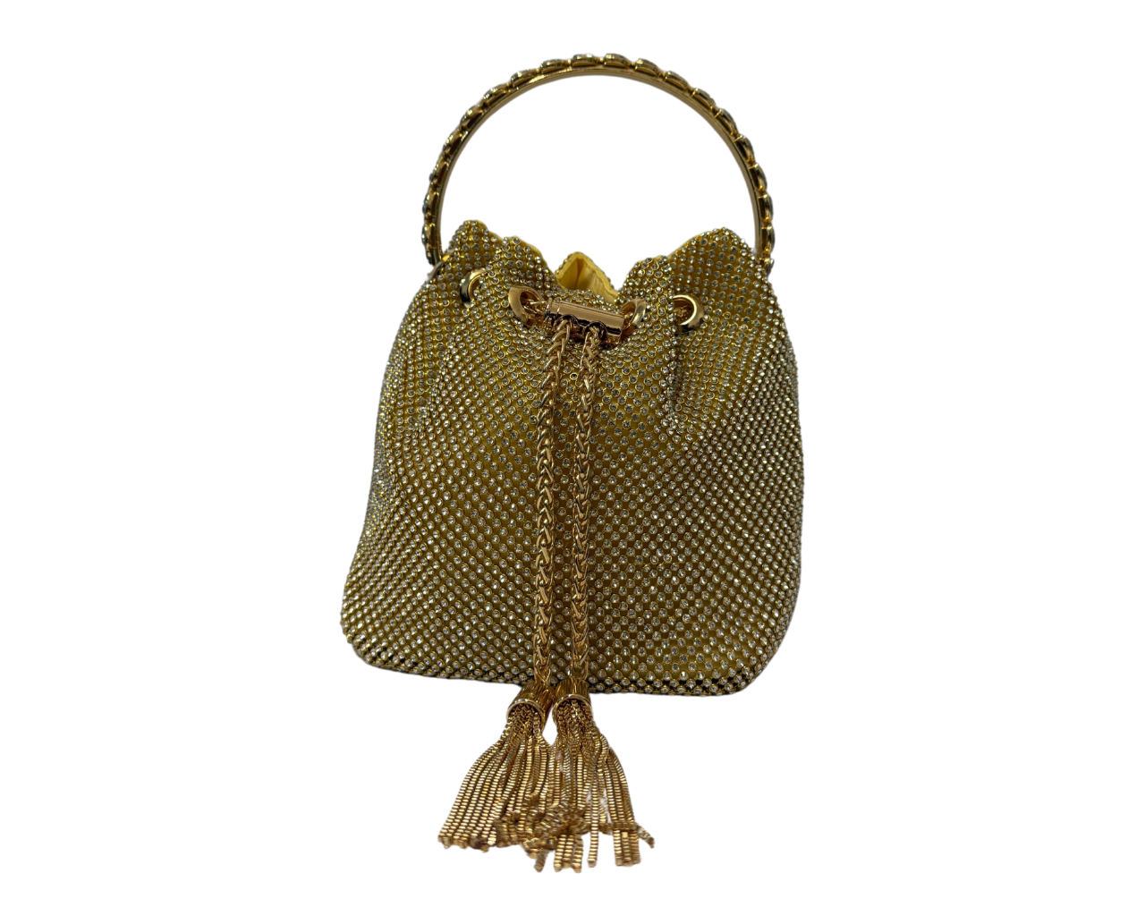 Women Sparkling Rhinestone Bucket Bag with Chain and Handle