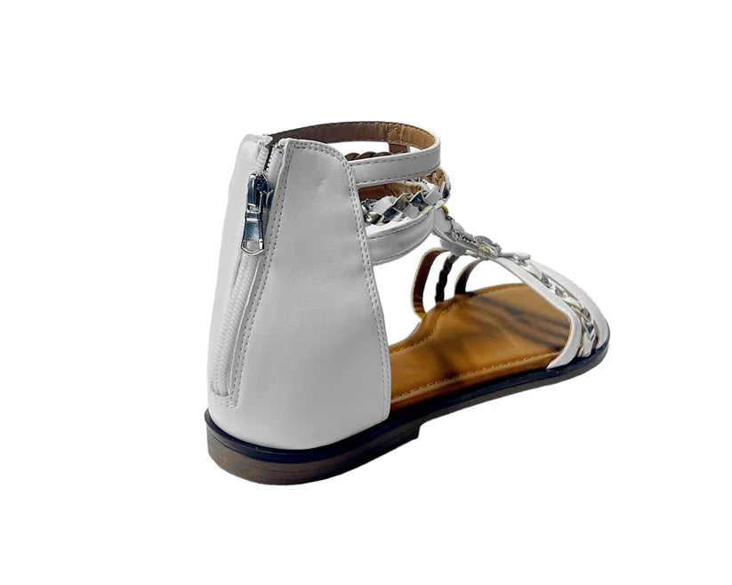 Women's Ankle Strap Flat Zip Gladiator Sandals